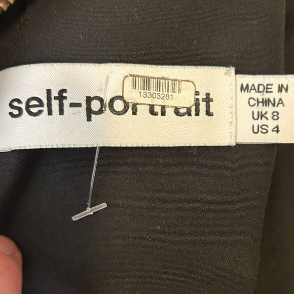 Self-Portrait Embroidered Empire Line Dress Green and Black Size US 4 - Picture 8 of 8